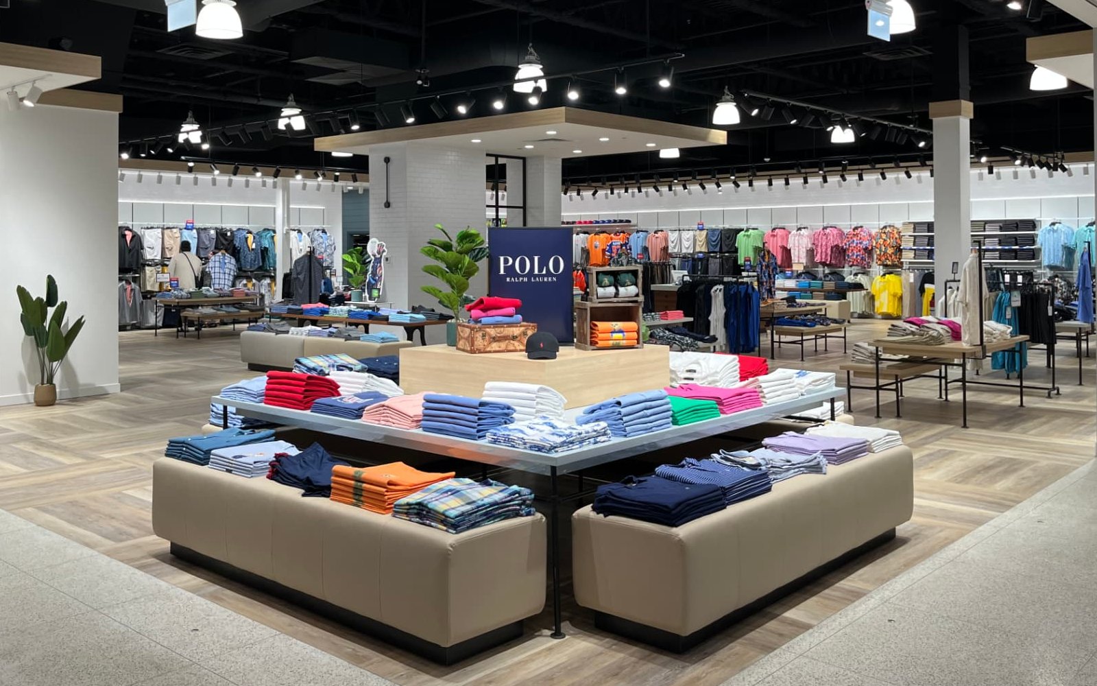 George Richards Big and Tall store interior with colourful polo displays