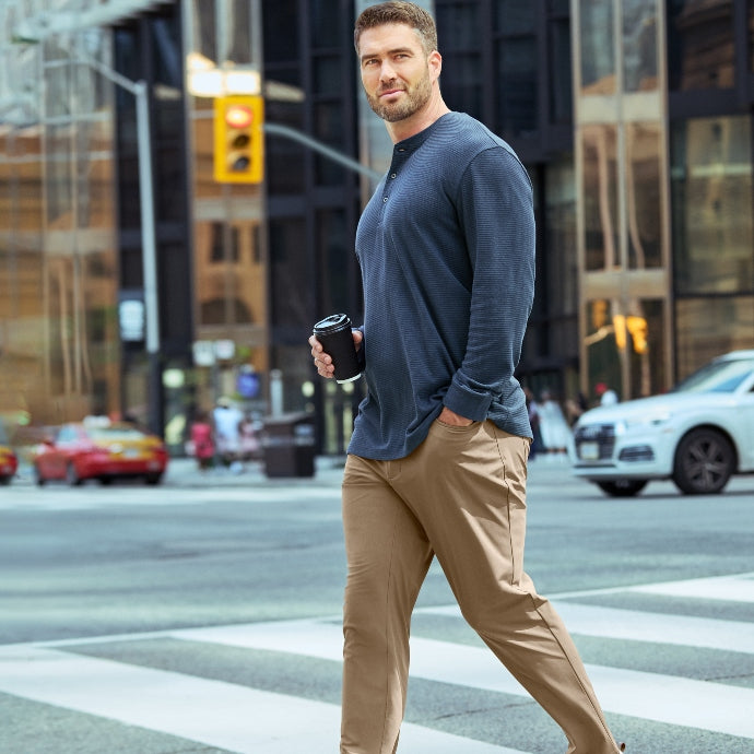 Mr. Big & Tall model in navy casualwear